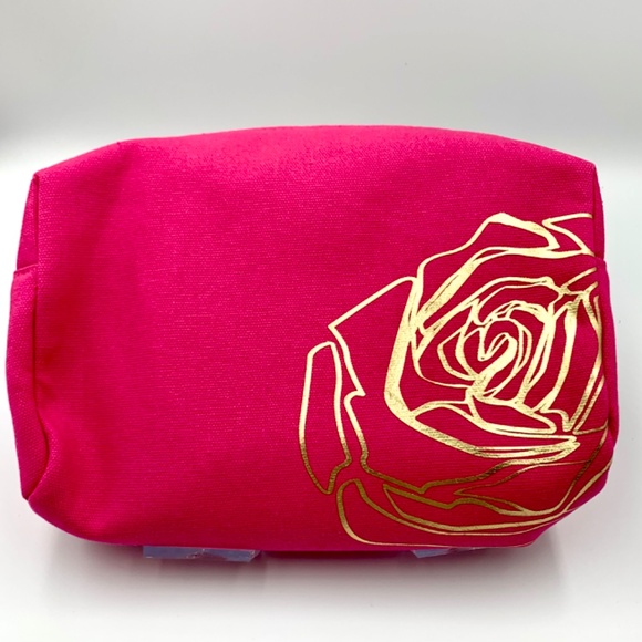 Lancôme travel pink/gold floral Limited Edition makeup bag & classic black tote - Picture 4 of 15